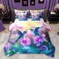 thumbnail image 1 of Castle Fairy Gradient Hummingbird Twin Bedding Sets,Purple Flowers Bedding Comforter Set, 1 of 8