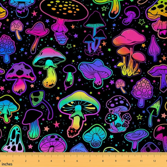 Castle Fairy Gradient Mushroom Fabric by the Yard 2 Yards,Galaxy Universe Room Decor Fabric by the Yard,Botanical Plants Sewing Fabric,Luxury Bedroom Decor