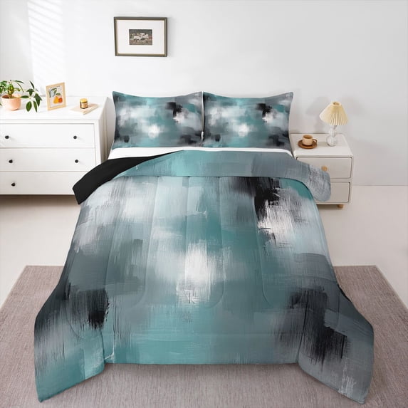 Castle Fairy Gradient Oil Painting Queen Comforter Set,Vintage Bedding Comforter Set