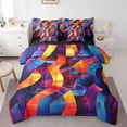 thumbnail image 1 of Castle Fairy Gradient Stripes Twin Bedding Sets,Abstract Lines Bedding Comforter Set, 1 of 8