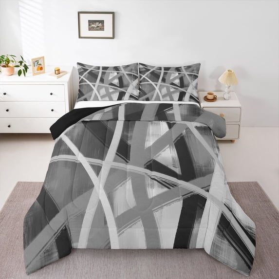 Castle Fairy Gradient Stripes Twin Comforter Sets,Abstract Watercolor Lines Bedding Set