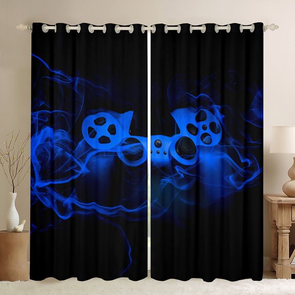 Castle Fairy Gradient Video Game Black Out Curtains for Kids Teens Adults,Abstract Ombre Game Controller Curtains Pack of 2 (42x63 Each),Neon Lights Gamer Bedroom Curtains,Microfiber Bedroom Decor