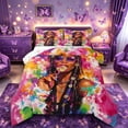 thumbnail image 1 of Castle Fairy Graffiti Black Woman Queen Comforter Set 3 Pieces,Lollipop Print Comforter Sets Queen,Pink Purple,1 Comforter and 2 Pillowcases, 1 of 6