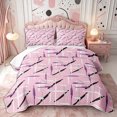 thumbnail image 1 of Castle Fairy Graffiti Cross Line Bed Spread Queen 3pcs,Abstract Minimalist Stripes Queen Coverlet Set,Pink Purple Black,1 Quilt and 2 Pillowcases, 1 of 7