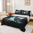 thumbnail image 1 of Castle Fairy Graffiti Dirt Bike Bed Sheets 4pcs for Boys, Teal Splash Print King Sheets for Bedroom, Teal Black, 1 of 6