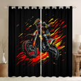 thumbnail image 1 of Castle Fairy Graffiti Dirt Bike Rider Black Out Curtains for Kids, Red Splash Print Curtains Pack of 2 (42x63 Each) for Bedroom, Red Yellow, 1 of 6