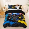 thumbnail image 1 of Castle Fairy Graffiti Monster Truck Duvet Cover Set for Teens, American Flag Print Bedding Full for Boys Bedroom, Red Blue,Black Reversible,3pcs,No Comforter, 1 of 6