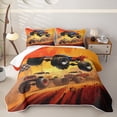 thumbnail image 1 of Castle Fairy Graffiti Monster Truck Twin Quilt Set,Off-Road Racing Twin Coverlet Set for Bedroom,Fiery Orange Red, 1 of 7