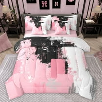 Castle Fairy Graffiti Splash Twin Bedding Sets 7-Piece for Kids Teens,Abstract Gradient Bedding Comforter Set Microfiber,Minimalist Mid Century Breathable Sheet Sets,Luxury Bedroom Decor,Reversible