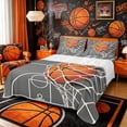thumbnail image 1 of Castle Fairy Gray Basketball Hoop Print Bed Sheets 4-Piece, Court Line Design Full Size Sheets, Gray Orange White,1 Fitted Sheet, 1 Flat Sheet and 2 Pillowcases, 1 of 6