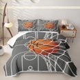 thumbnail image 1 of Castle Fairy Gray Basketball Hoop Print Quilt King,Court Line Design King Coverlet Set,Gray Orange White, 1 of 7