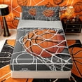 thumbnail image 1 of Castle Fairy Gray Basketball Hoop Print Zipper Full Size Comforter Sets with Fitted Sheet and 2 Pillowcases, Court Line Design Zipper Bedding Set, Gray Orange White,4pcs,Grey Reversible, 1 of 6
