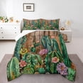 thumbnail image 1 of Castle Fairy Green Cactus Full Size Comforter Sets for Teens,Vintage Western Bedding Sets, 1 of 8