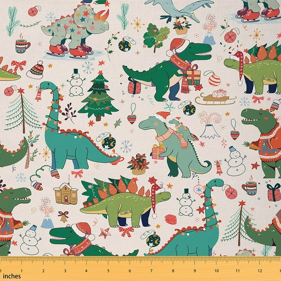 Castle Fairy 10-Yard Green Dinosaur Fabric - Christmas Kawaii Sewing