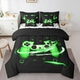thumbnail image 1 of Castle Fairy Green Gamepads 7-Piece Bedding Comforter Set for Boys,Video Game King Bedding Sets,Abstract Stripes Ultra Soft Bed Sheets,Microfiber Bedroom Decor, 1 of 8