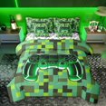 thumbnail image 1 of Castle Fairy Green Gamepads Twin Bedding Sets,Pixelated Grid Miners Bedding Comforter Set, 1 of 8