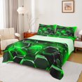 thumbnail image 1 of Castle Fairy 4-Piece King Sheet Set - Green Hexagon Gradient Honeycomb, 1 of 7