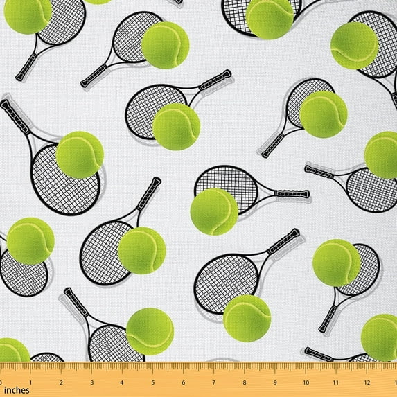 Castle Fairy Green Tennis Fabric by the Yard 1 Yard for Teens,Sport Theme Home Decor Fabric by the Yard,Ball Gamer Room Decor Fabric by the Yard,Luxury Bedroom Decor