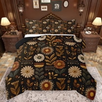 Castle Fairy Groovy Flowers Boy Girl Bedding Comforter Set 2pcs,Vintage Aesthetic Twin Comforter Sets Microfiber,Chic Floral Blossoms Breathable Bedding Set,Microfiber Bedroom Decor,Reversible