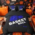 thumbnail image 1 of Castle Fairy Grunge Blue Basketball Print Queen Bedding 7pcs, Urban Sports Themed Bedding Comforter Set Queen, Black Blue,Black Reversible, 1 of 7