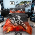 thumbnail image 1 of Castle Fairy Grunge Motocross Bike Queen Comforter Set 3pcs for Youth, Intense Off-Road Graphic Bedding Comforter Set for Bedroom, Black Red,Black Reversible, 1 of 6