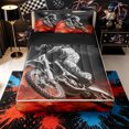 thumbnail image 1 of Castle Fairy Grunge Motocross Bike Zipper Full Size Comforter Sets with Fitted Sheet and 2 Pillowcases,Intense Off-Road Graphic Zipper Bedding Set,Black Red,4pcs,Black Reversible, 1 of 6