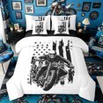 thumbnail image 1 of Castle Fairy Grunge Motorcycle Bedding Comforter Set 7 Pieces for Teens, Skull American Flag Full Bedding Set for Edgy Bedroom, Black White,Black Reversible, 1 of 7