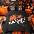 thumbnail image 1 of Castle Fairy Grunge Orange Basketball Print Full Size Bedding Sets 7 Pieces, Urban Sports Themed Full Size Bed in a Bag, Black Orange,Black Reversible, 1 of 7