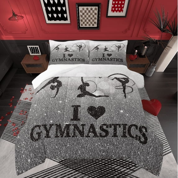 Castle Fairy Gymnast Girl 2pcs Bedding Comforter Set for Teens,Dance Theme Twin Comforter Sets,Sparkling Sequin Breathable Bedding Set,Lightweight Room Decor