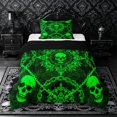 thumbnail image 1 of Castle Fairy Halloween Baroque Skull Twin Comforter Sets 2pcs,Gothic Chain Damask Bedding Set,Neon Green Black,1 Comforter and 1 Pillowcase,Black Reversible, 1 of 6