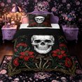 thumbnail image 1 of Castle Fairy Halloween Butterfly Skull Twin Comforter Sets 2pcs,Botanical Lily Mushroom Crescent Border Bedding Set,Gold Black,1 Comforter and 1 Pillowcase,Black Reversible, 1 of 6