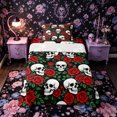 thumbnail image 1 of Castle Fairy Halloween Floral Skull Twin Sheets 3pcs,Gothic Flower Red Rose Bedding,Ivory Red Black,1 Fitted Sheet,1 Flat Sheet and 1 Pillowcase, 1 of 6