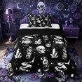 thumbnail image 1 of Castle Fairy Halloween Gothic Skull Twin Comforter Sets 2pcs,Abstract Crystal Stars Print Bedding Set,White Black,1 Comforter and 1 Pillowcase,Black Reversible, 1 of 6