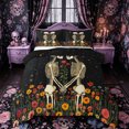 thumbnail image 1 of Castle Fairy Halloween Skeleton Lovers Full Size Comforter Sets 3-Piece,Starry Sky Flowers Bedding Comforter Set,Yellow Red Blacks,1 Comforter and 2 Pillowcases,Black Reversible, 1 of 6