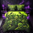 thumbnail image 1 of Castle Fairy Halloween Skeleton Print Queen Bedding 7pcs,Ghost Ghost Pattern Bedding Comforter Set Queen,Lime Black,Black Reversible, 1 of 7