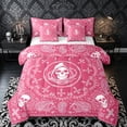 thumbnail image 1 of Castle Fairy Halloween Skull 7-Piece Twin Bedding,Vintage Boho Paisley Cross Bedding Comforter Set,Crimson White,Reversible, 1 of 7