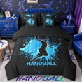 thumbnail image 1 of Castle Fairy Handball Sport Queen Bedding 7pcs, Watercolor Splash Bedding Comforter Set Queen, Black Blue White,Black Reversible, 1 of 7
