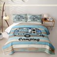 thumbnail image 1 of Castle Fairy Happy Camping Bed Spread Queen,Camo Pattern Queen Coverlet Set,Blue and Beige, 1 of 7