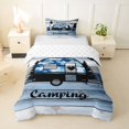 thumbnail image 1 of Castle Fairy Happy Camping Camper Twin Bedding for Kids, Forest RV Print Duvet Cover Set for Bedroom, Blue White,2pcs,No Comforter, 1 of 5
