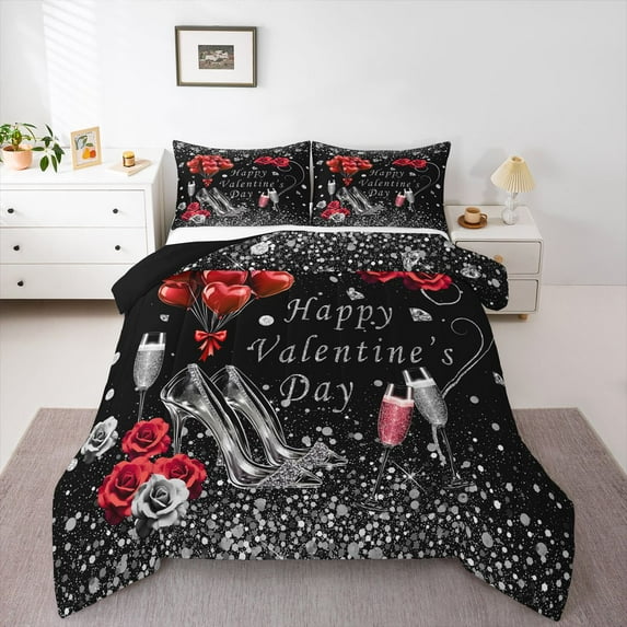 Castle Fairy Happy Valentine's Day Full Size Comforter Sets,Bling Crystal Bedding Sets
