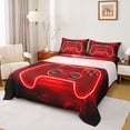 thumbnail image 1 of Castle Fairy Hexagon Gamepads Bed Sheets for Boys Girls,Black Red Gamepads King Sheets, 1 of 7