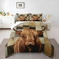 thumbnail image 1 of Castle Fairy Highland Cow 3 Pieces Queen Comforter Set for Teens,Geometric Plaid Ultra Soft Bedding Sets,Animal Print Bedding Comforter Set,Lightweight Room Decor, 1 of 8