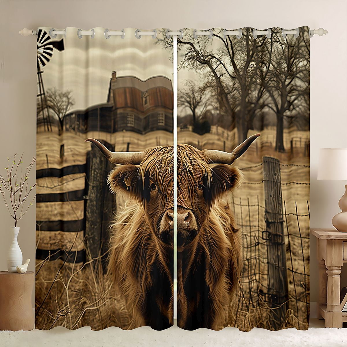 Castle Fairy Highland Cow Curtains Pack of 2 (42x84 Each) for Teens ...