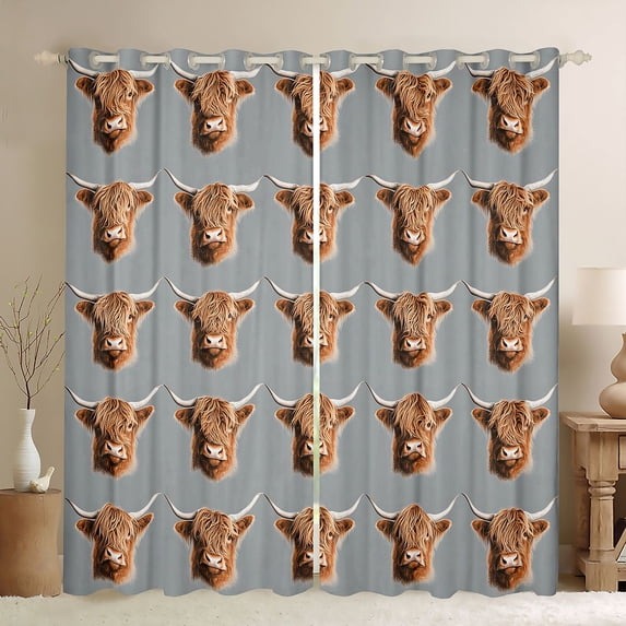 Castle Fairy Highland Cow Curtains Pack of 2 (42x84 Each),Farmhouse Curtains Blackout