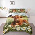 thumbnail image 1 of Castle Fairy Highland Cow Twin Comforter Sets Female Men,Floral Daisy Bedding Set, 1 of 8