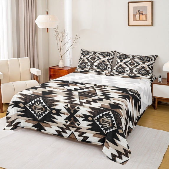 Castle Fairy Hippie Aztec 4 Pieces Queen Sheet Sets,Abstract Vintage Ultra Soft Flat Sheet,Exotic Style Queen Fitted Sheet,Lightweight Western Room Decor