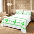thumbnail image 1 of Castle Fairy Hippie Aztec Border King Sheets 4pcs,Tribal Geometric Strip Bedding,White Bright Green,1 Flat Sheet, 1 Fitted Sheet and 2 Pillowcases, 1 of 7