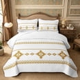 thumbnail image 1 of Castle Fairy Hippie Aztec Twin Quilt Set 2 Pieces,Minimalist Geometric Motif Twin Coverlet Set,White Mustard Gold,1 Bedspread and 1 Pillowcase, 1 of 7