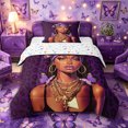 thumbnail image 1 of Castle Fairy Hippie Black Woman Twin Comforter Sets 2pcs,Leopard Butterfly Print Bedding Set,Purple Black,1 Comforter and 1 Pillowcase, 1 of 6