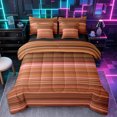 thumbnail image 1 of Castle Fairy Hippie Horizontal Stripe Full Size Bedding Sets 7 Pieces,Bohemian Thin Line Full Size Bed in a Bag,Terracotta Pink Brown,Reversible, 1 of 7